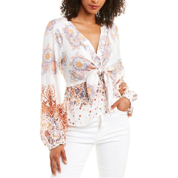 Free People Tops - NEW🌸FREE PEOPLE Run Free Print Shirt Sz S